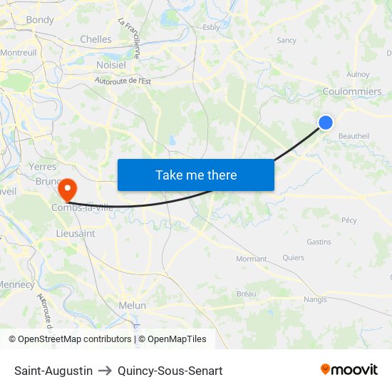 Saint-Augustin to Quincy-Sous-Senart map
