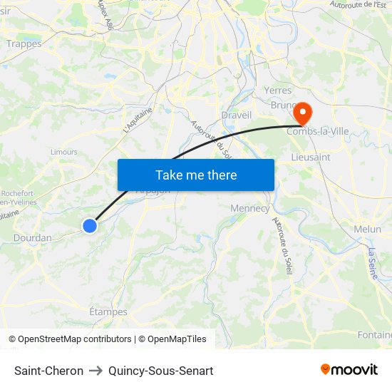 Saint-Cheron to Quincy-Sous-Senart map