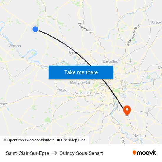 Saint-Clair-Sur-Epte to Quincy-Sous-Senart map