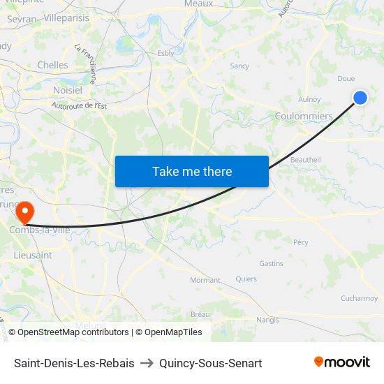 Saint-Denis-Les-Rebais to Quincy-Sous-Senart map