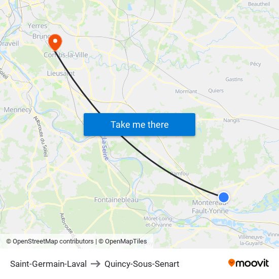 Saint-Germain-Laval to Quincy-Sous-Senart map