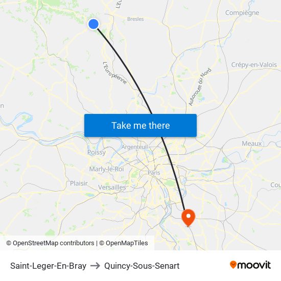 Saint-Leger-En-Bray to Quincy-Sous-Senart map