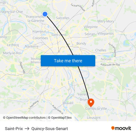 Saint-Prix to Quincy-Sous-Senart map