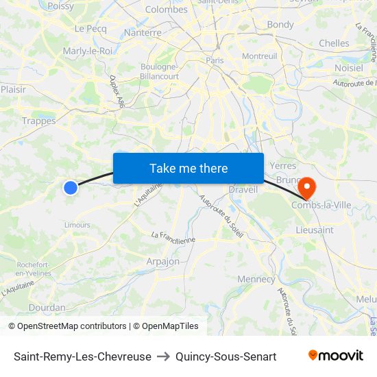 Saint-Remy-Les-Chevreuse to Quincy-Sous-Senart map