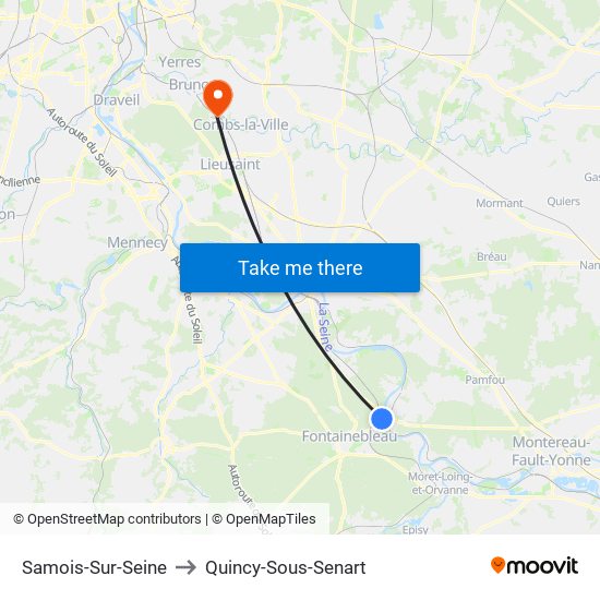 Samois-Sur-Seine to Quincy-Sous-Senart map