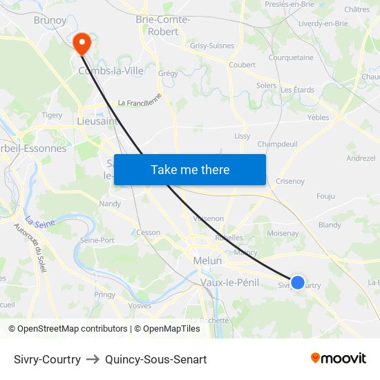 Sivry-Courtry to Quincy-Sous-Senart map
