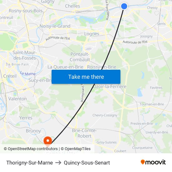 Thorigny-Sur-Marne to Quincy-Sous-Senart map