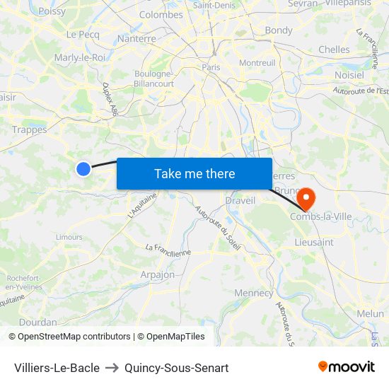 Villiers-Le-Bacle to Quincy-Sous-Senart map