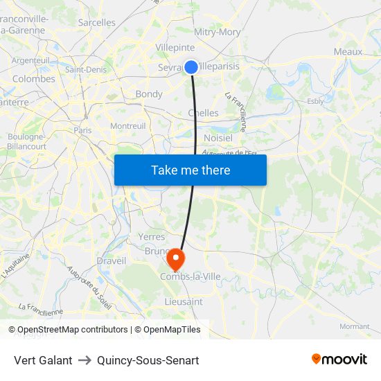 Vert Galant to Quincy-Sous-Senart map