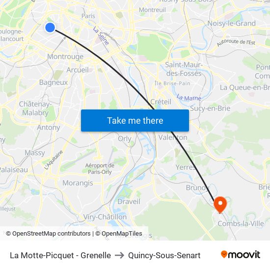 La Motte-Picquet - Grenelle to Quincy-Sous-Senart map