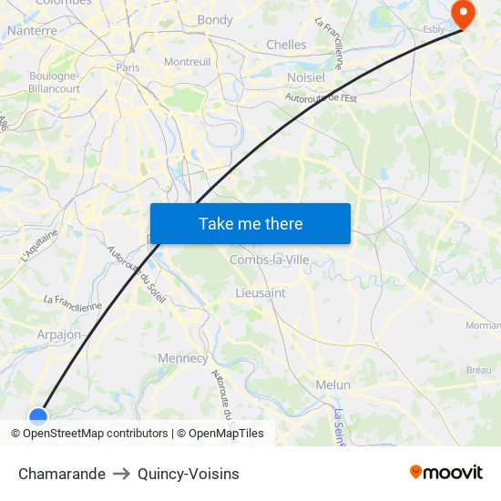 Chamarande to Quincy-Voisins map