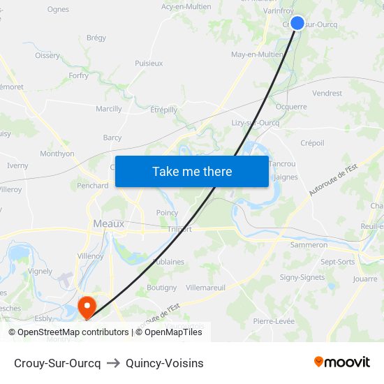 Crouy-Sur-Ourcq to Quincy-Voisins map