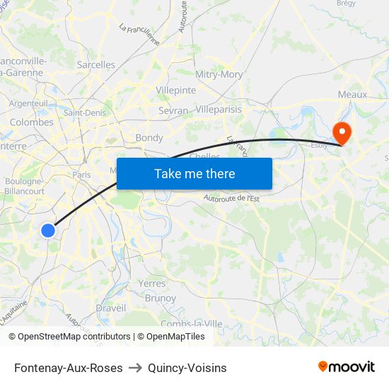 Fontenay-Aux-Roses to Quincy-Voisins map