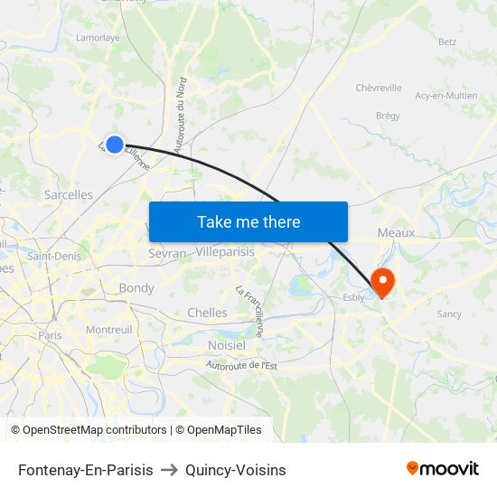 Fontenay-En-Parisis to Quincy-Voisins map