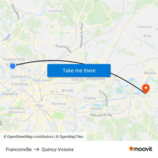 Franconville to Quincy-Voisins map