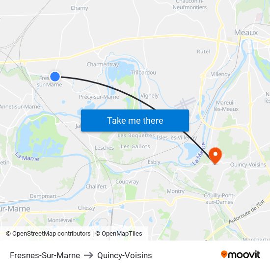 Fresnes-Sur-Marne to Quincy-Voisins map