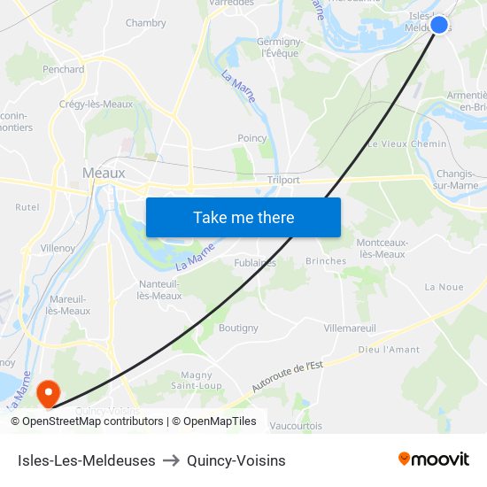 Isles-Les-Meldeuses to Quincy-Voisins map