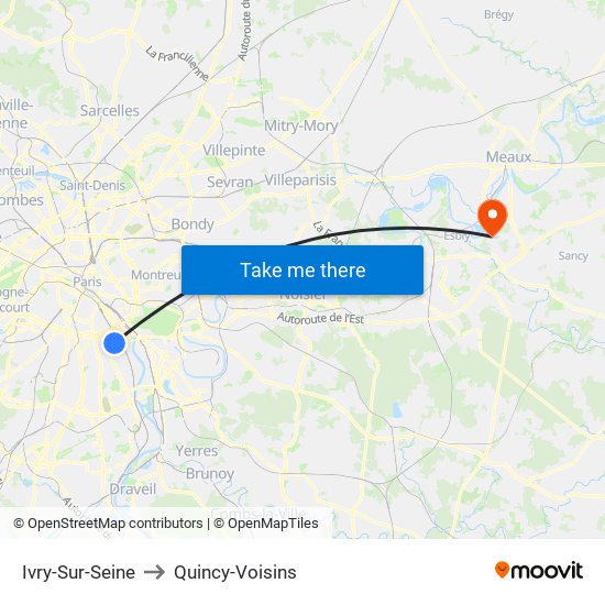 Ivry-Sur-Seine to Quincy-Voisins map