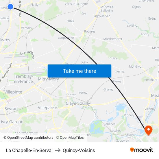 La Chapelle-En-Serval to Quincy-Voisins map