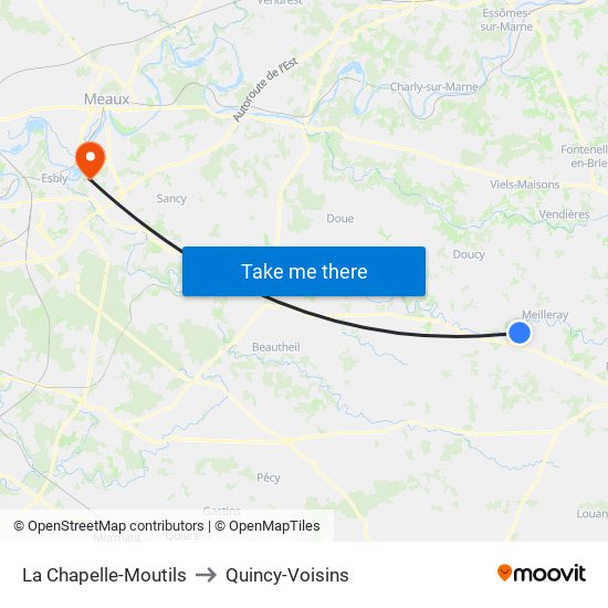 La Chapelle-Moutils to Quincy-Voisins map