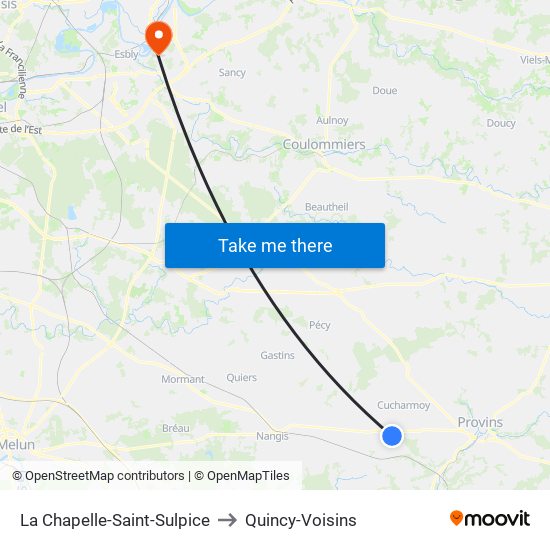 La Chapelle-Saint-Sulpice to Quincy-Voisins map