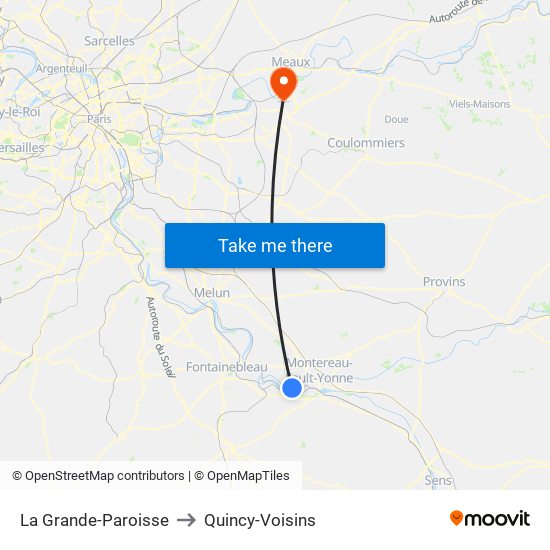 La Grande-Paroisse to Quincy-Voisins map