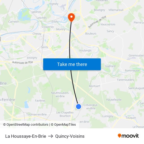 La Houssaye-En-Brie to Quincy-Voisins map