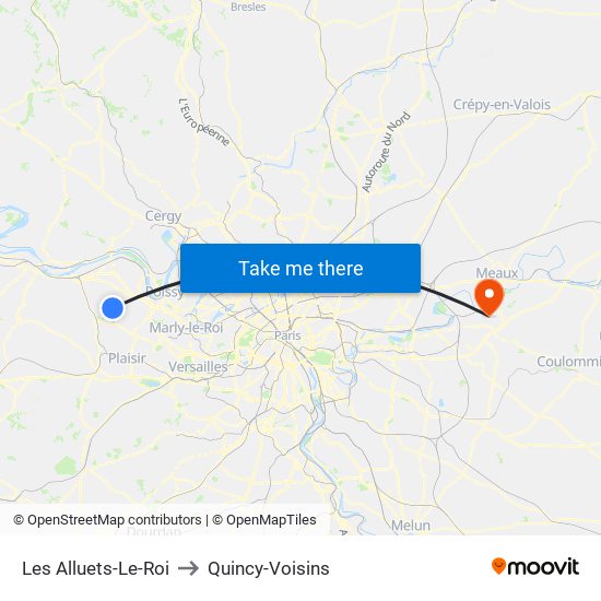 Les Alluets-Le-Roi to Quincy-Voisins map