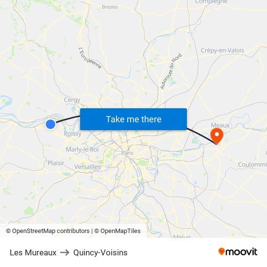 Les Mureaux to Quincy-Voisins map