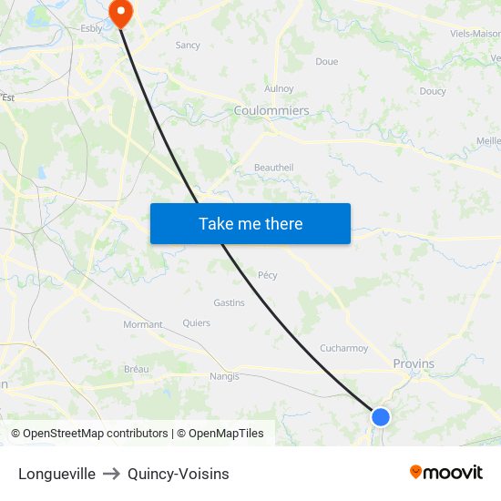 Longueville to Quincy-Voisins map