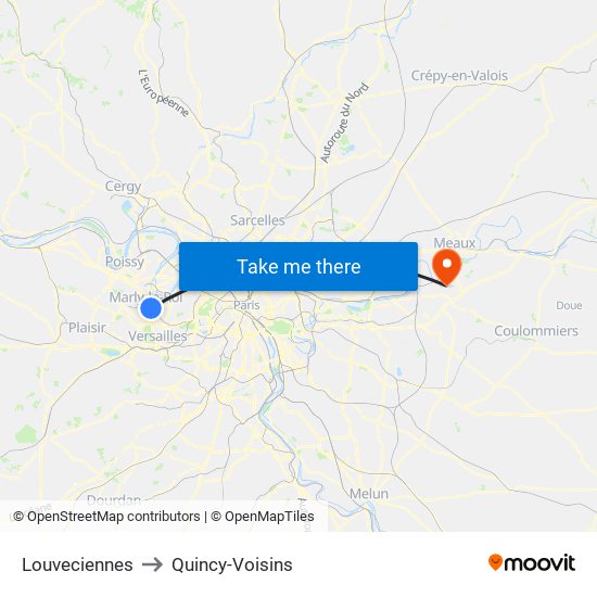 Louveciennes to Quincy-Voisins map