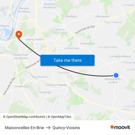 Maisoncelles-En-Brie to Quincy-Voisins map