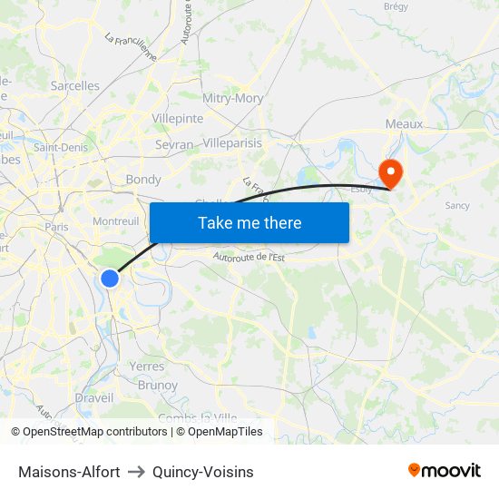 Maisons-Alfort to Quincy-Voisins map