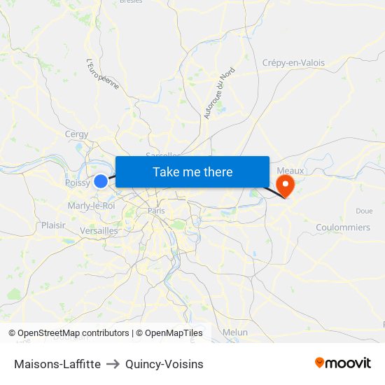 Maisons-Laffitte to Quincy-Voisins map