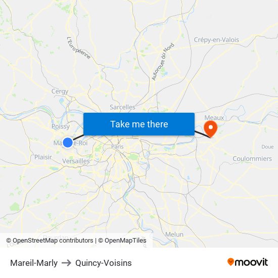 Mareil-Marly to Quincy-Voisins map