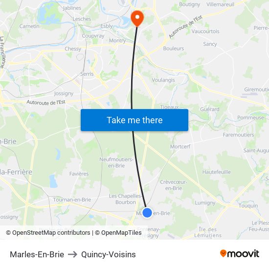 Marles-En-Brie to Quincy-Voisins map
