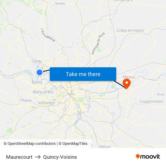 Maurecourt to Quincy-Voisins map