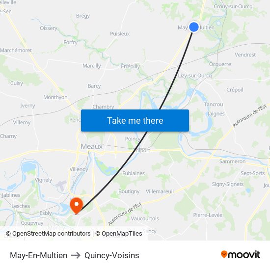 May-En-Multien to Quincy-Voisins map