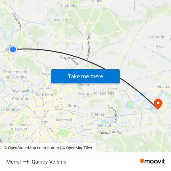 Meriel to Quincy-Voisins map