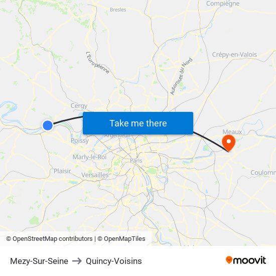 Mezy-Sur-Seine to Quincy-Voisins map