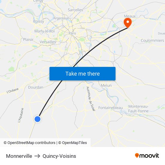 Monnerville to Quincy-Voisins map