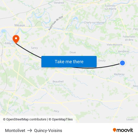 Montolivet to Quincy-Voisins map