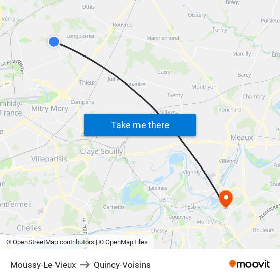 Moussy-Le-Vieux to Quincy-Voisins map