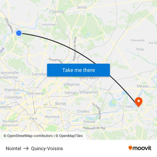 Nointel to Quincy-Voisins map