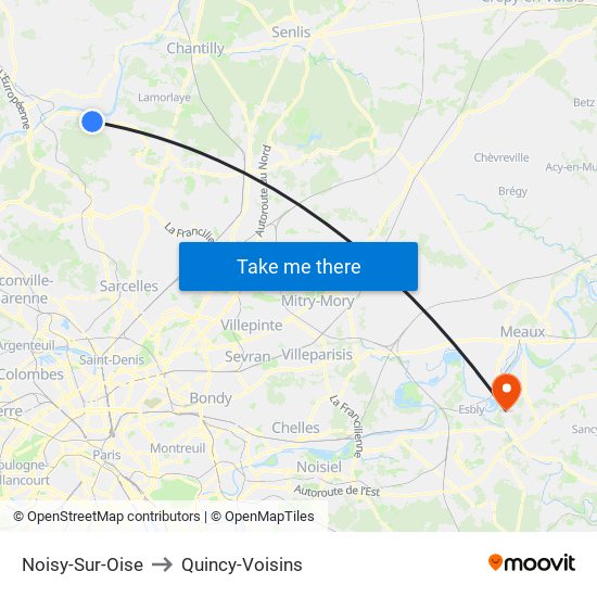 Noisy-Sur-Oise to Quincy-Voisins map