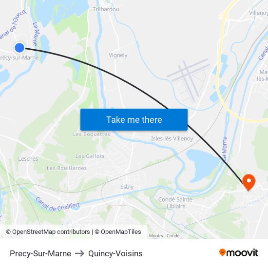 Precy-Sur-Marne to Quincy-Voisins map