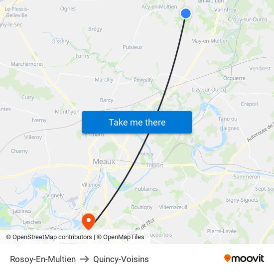 Rosoy-En-Multien to Quincy-Voisins map