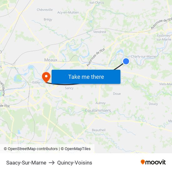 Saacy-Sur-Marne to Quincy-Voisins map