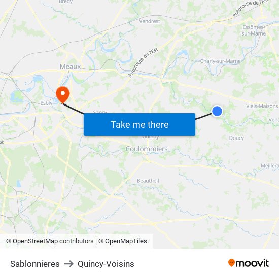 Sablonnieres to Quincy-Voisins map