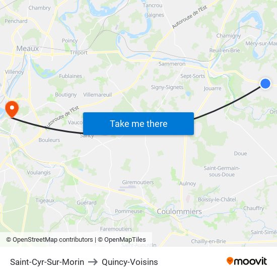 Saint-Cyr-Sur-Morin to Quincy-Voisins map